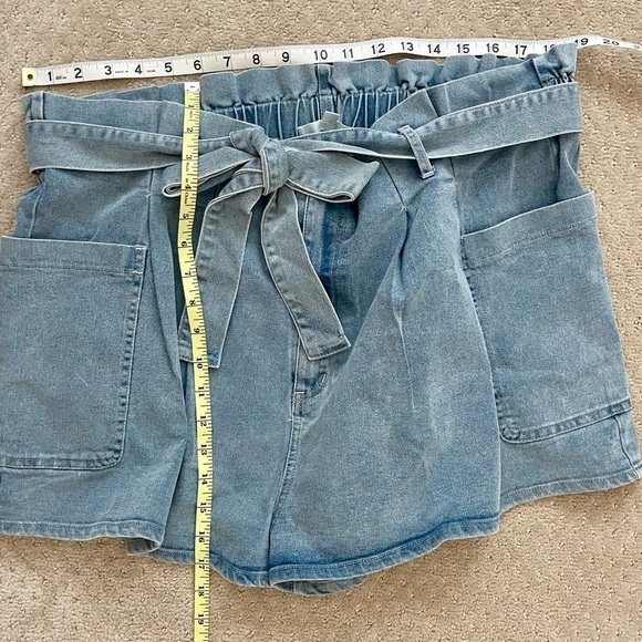 SWEET GENERIS Women’s PLUS Blue Cotton Denim Belted Jean‎ Shorts-Sizes 1X,2X,&3X - Picture 9 of 10